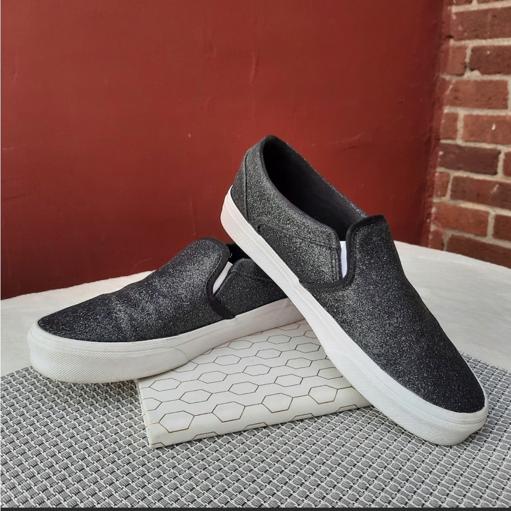 Vans Glitter Asher Trainers Slip On Sneakers Loafers Flats Women's Shoes 8